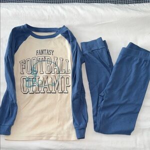 Kids Blue & Cream 'Football Champ' Raglan Pajama Set